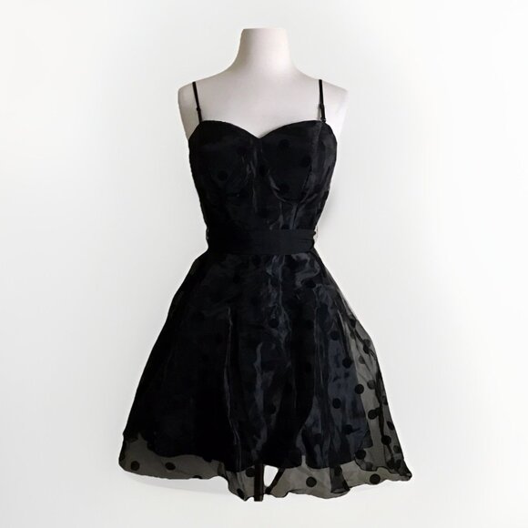 The Sang‎ Black Polka Dot Tulle Mini Dress Size Small - Picture 1 of 8
